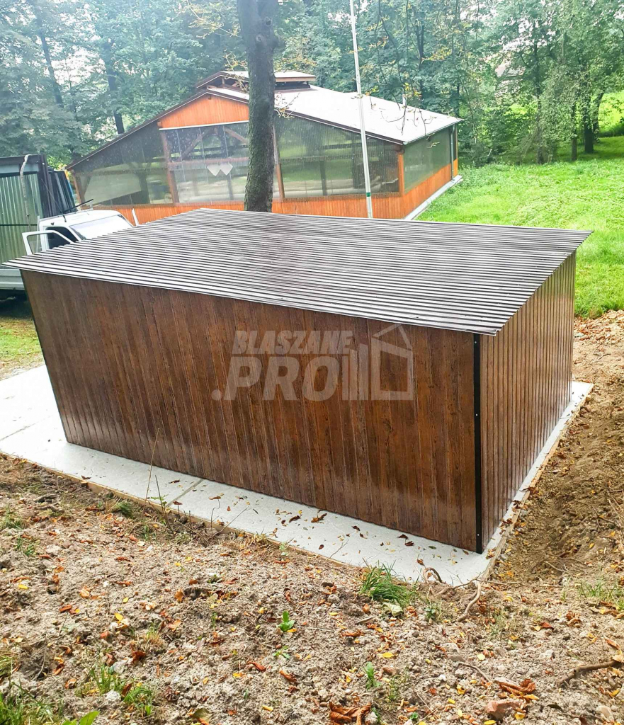 Garaż blaszany 3x6 Brama dwuskrzydłowa drewnopodobny spad w tył GP105 Rybnik - zdjęcie 2