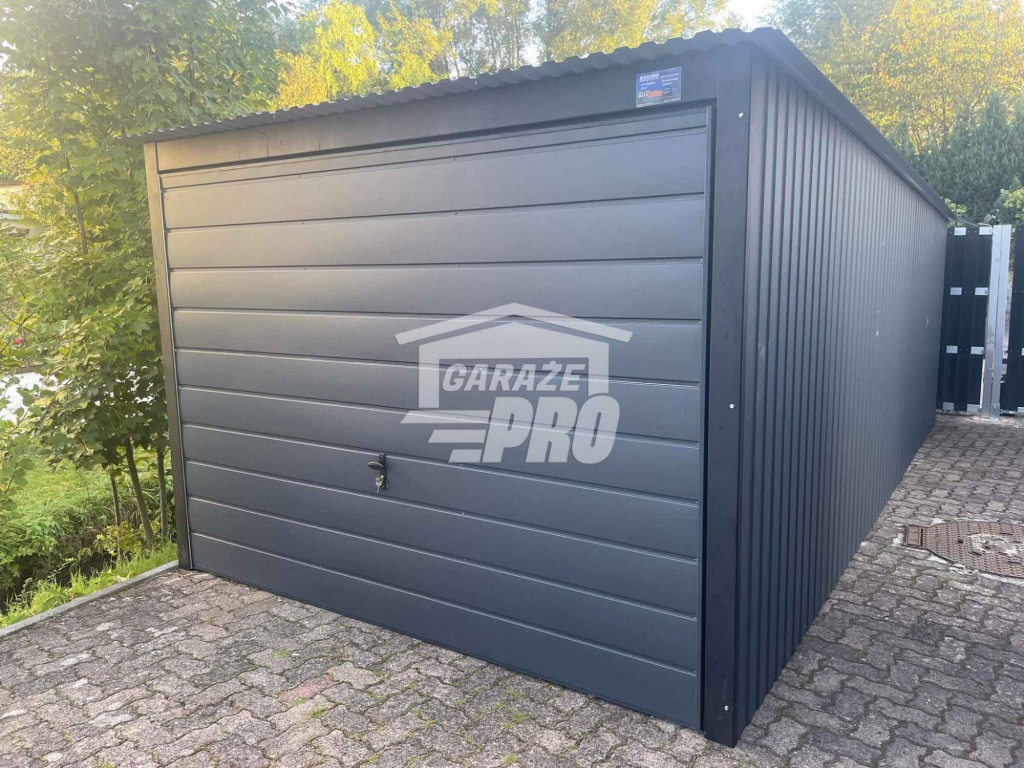 Garaż blaszany 3x7 brama uchylna antracyt Dach spad w tył GP241 Piła - zdjęcie 5