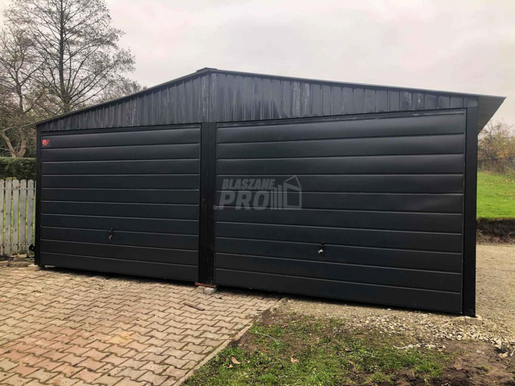 Garaż blaszany 6x6 2x Brama uchylna Czarny Dach dwuspadowy  GP149 Ruda Śląska - zdjęcie 8