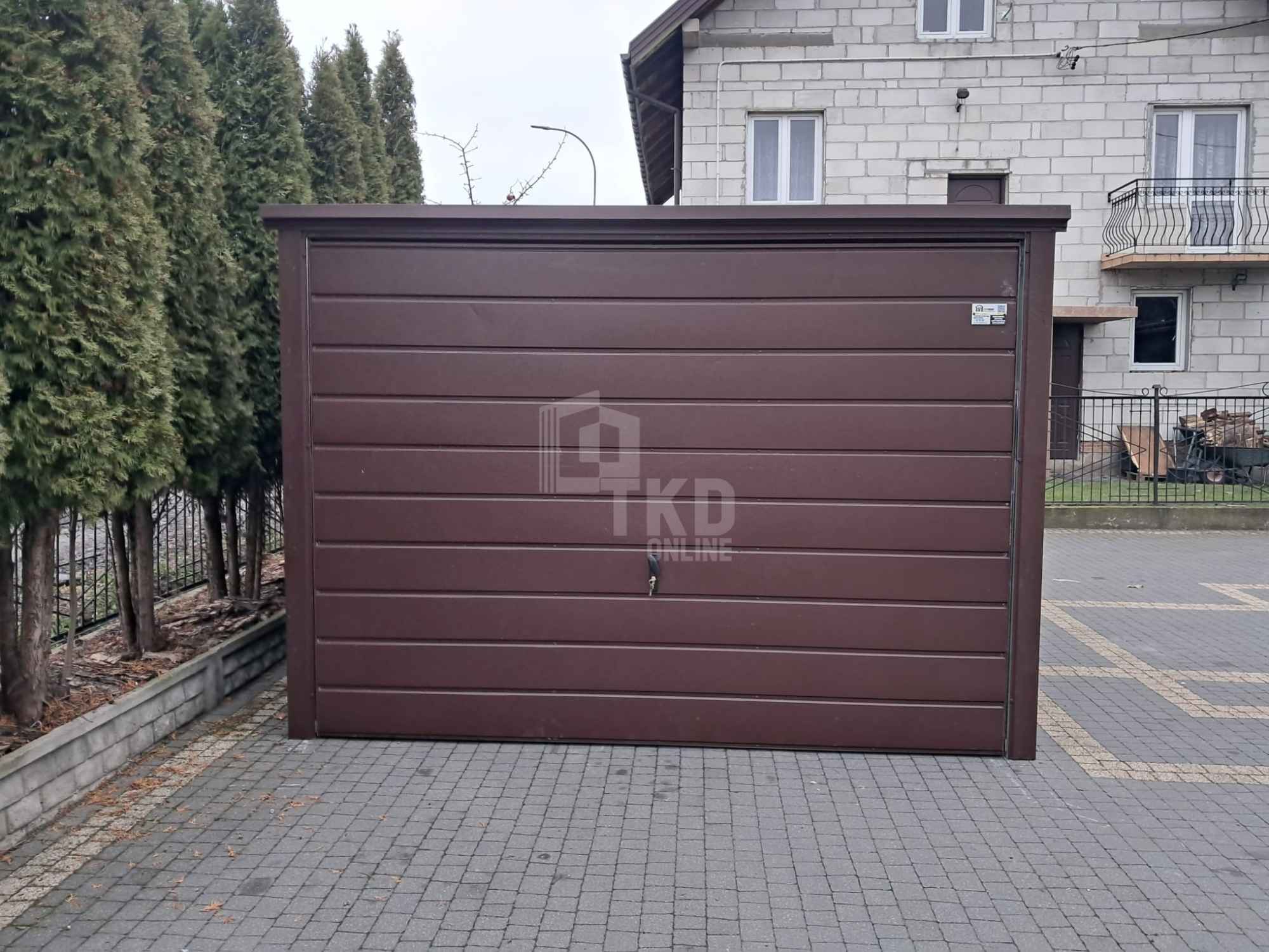 Garaż blaszany 3x5m Brama uchylna ciemny brąz dach spad w tył TKD325 Psie Pole - zdjęcie 2