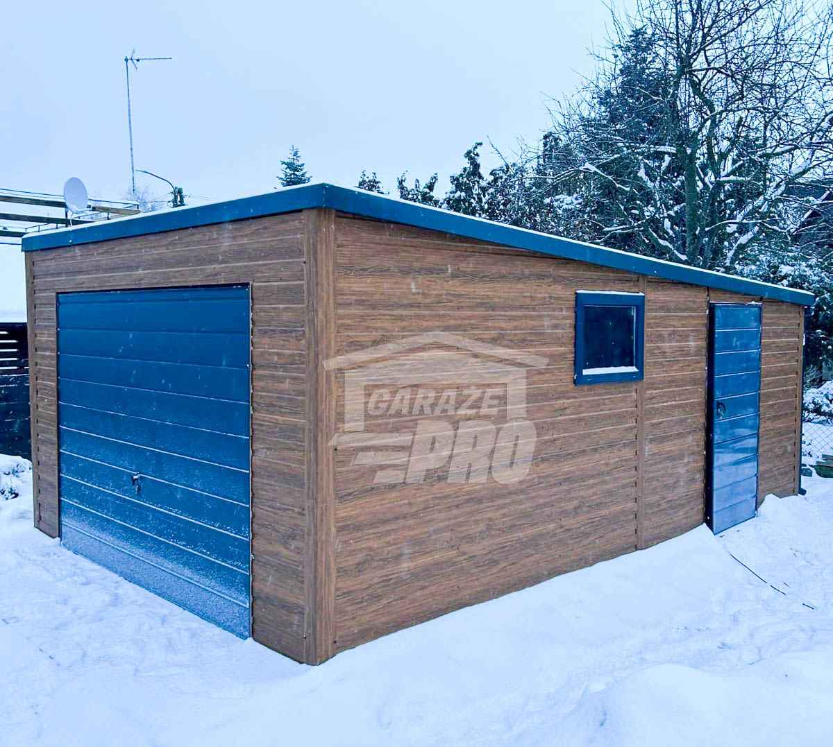 Garaż Blaszany 4x6 Brama uchylna drzwi - Antracyt  drewnopodobny GP255 Dąbrowa Górnicza - zdjęcie 4