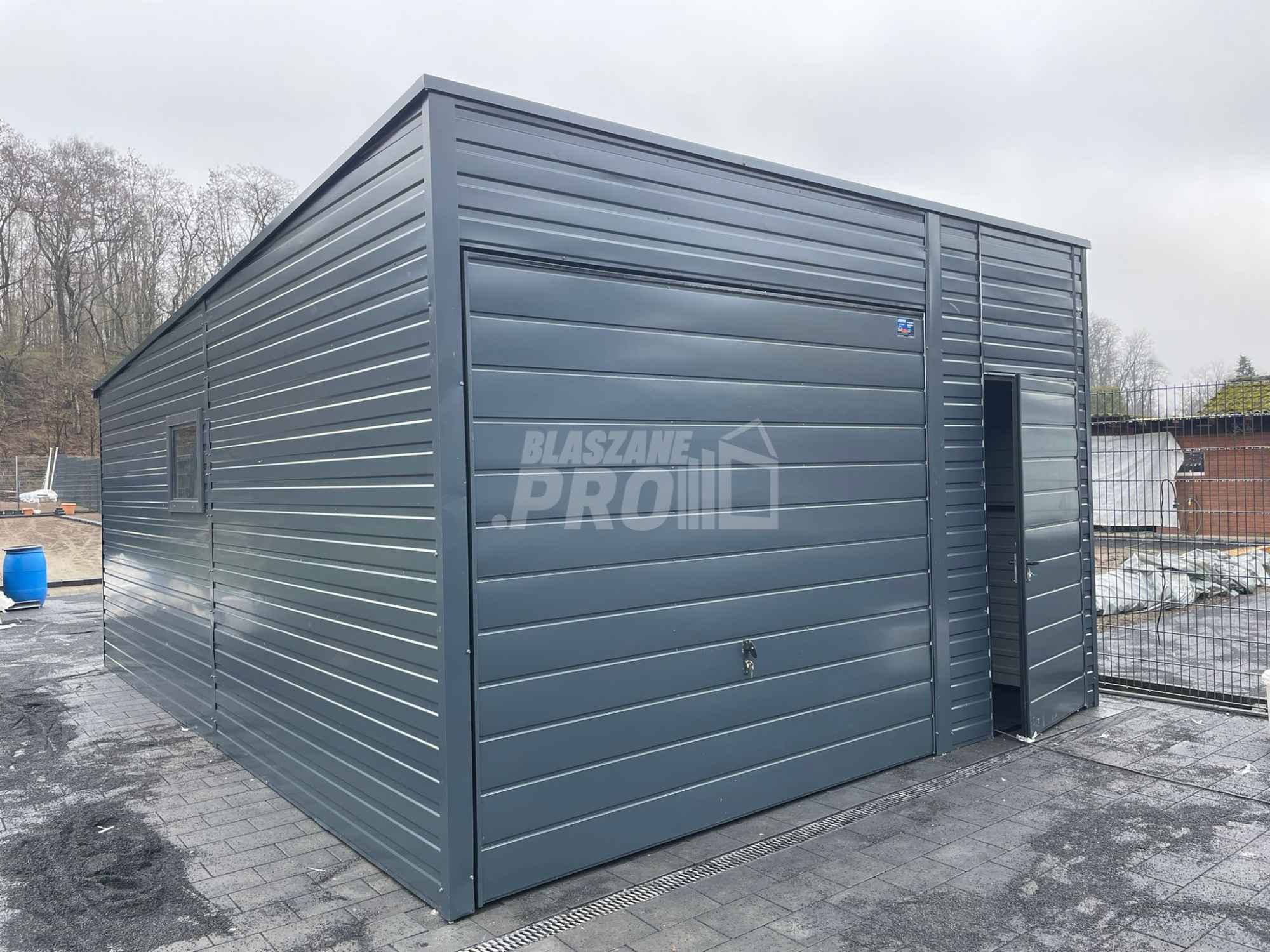 Garaż blaszany 4,5x6  antracyt drzwi +  okno   Dach spad w tył GP109 Gdynia - zdjęcie 2