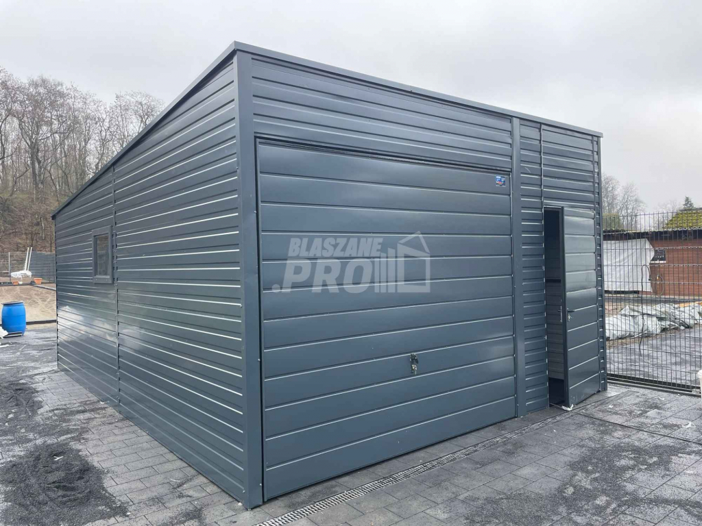 Garaż blaszany 4,5x6  antracyt drzwi +  okno   Dach spad w tył GP109 Gdynia - zdjęcie 2