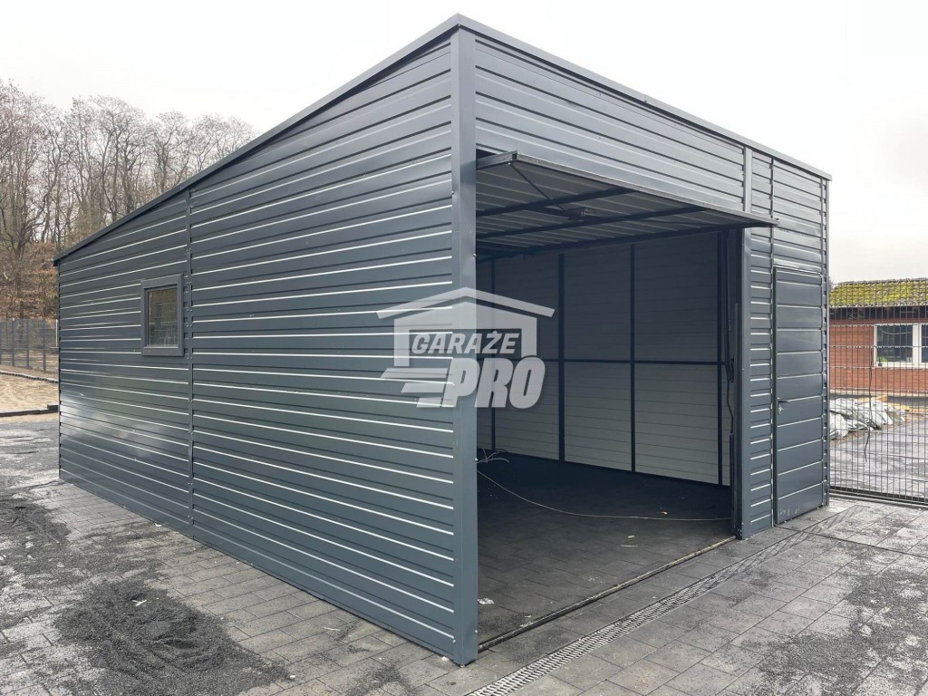 Garaż blaszany 4,5x6 antracyt drzwi+okno spad tył(podwyższenie)GP109 Zakopane - zdjęcie 5