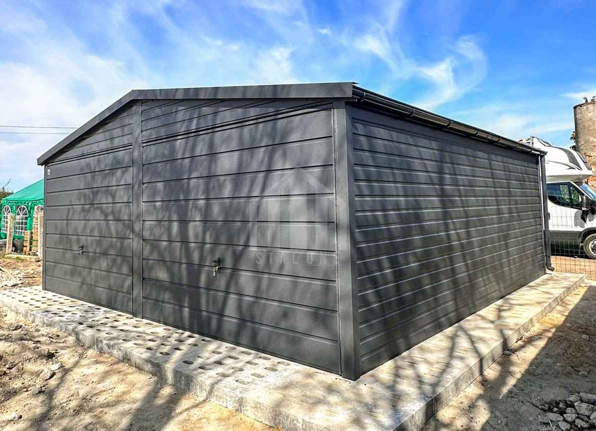 Garaż blaszany 6x5,8 m  2x brama uchylna drzwi okno dach rynny SO190 Sopot - zdjęcie 3