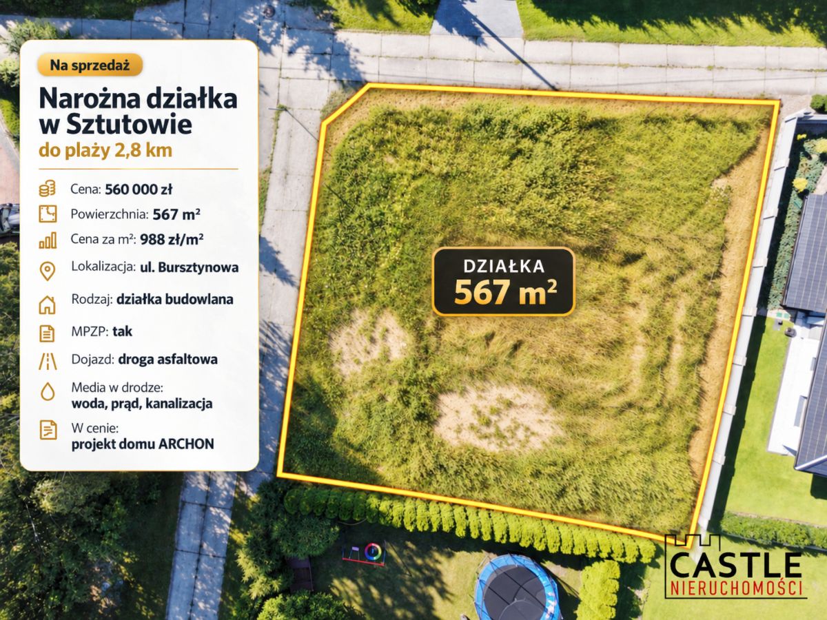 Narożna działka w Sztutowie! 2,8km do plaży Sztutowo - zdjęcie 1