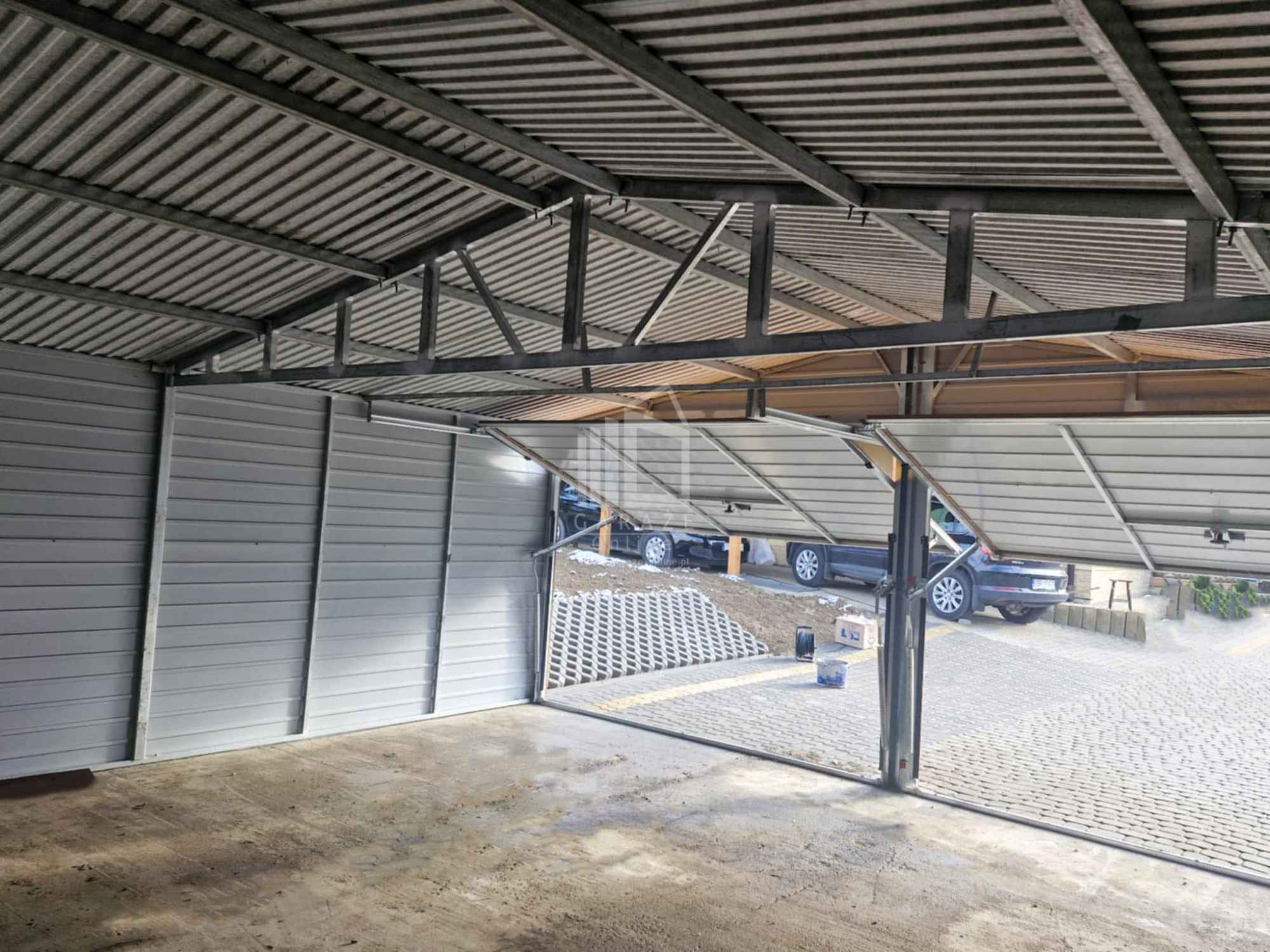 Garaż blaszany 6x6,5m bramy uchylne  drewnopodobny rynny dwuspad ID846 Ruda Śląska - zdjęcie 10