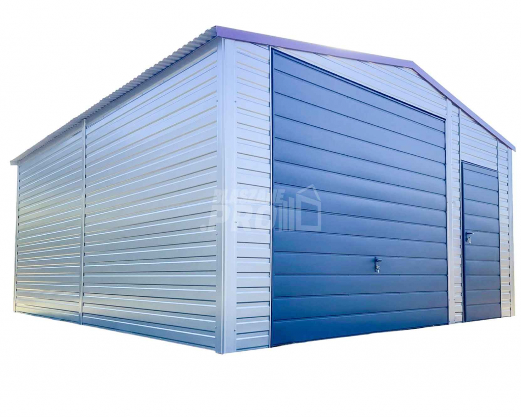 Garaż Blaszany 5,5x6m Brama Uchylna - Drzwi - 2x Okno - Srebrny GP415 Słupsk - zdjęcie 1