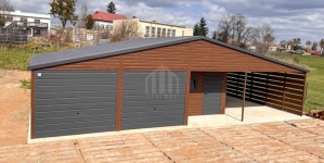 Garaż blaszany 9x6m wiata 4m wnęka 2x brama drzwi 3x okno rynny SO197 Cieszyn - zdjęcie 9