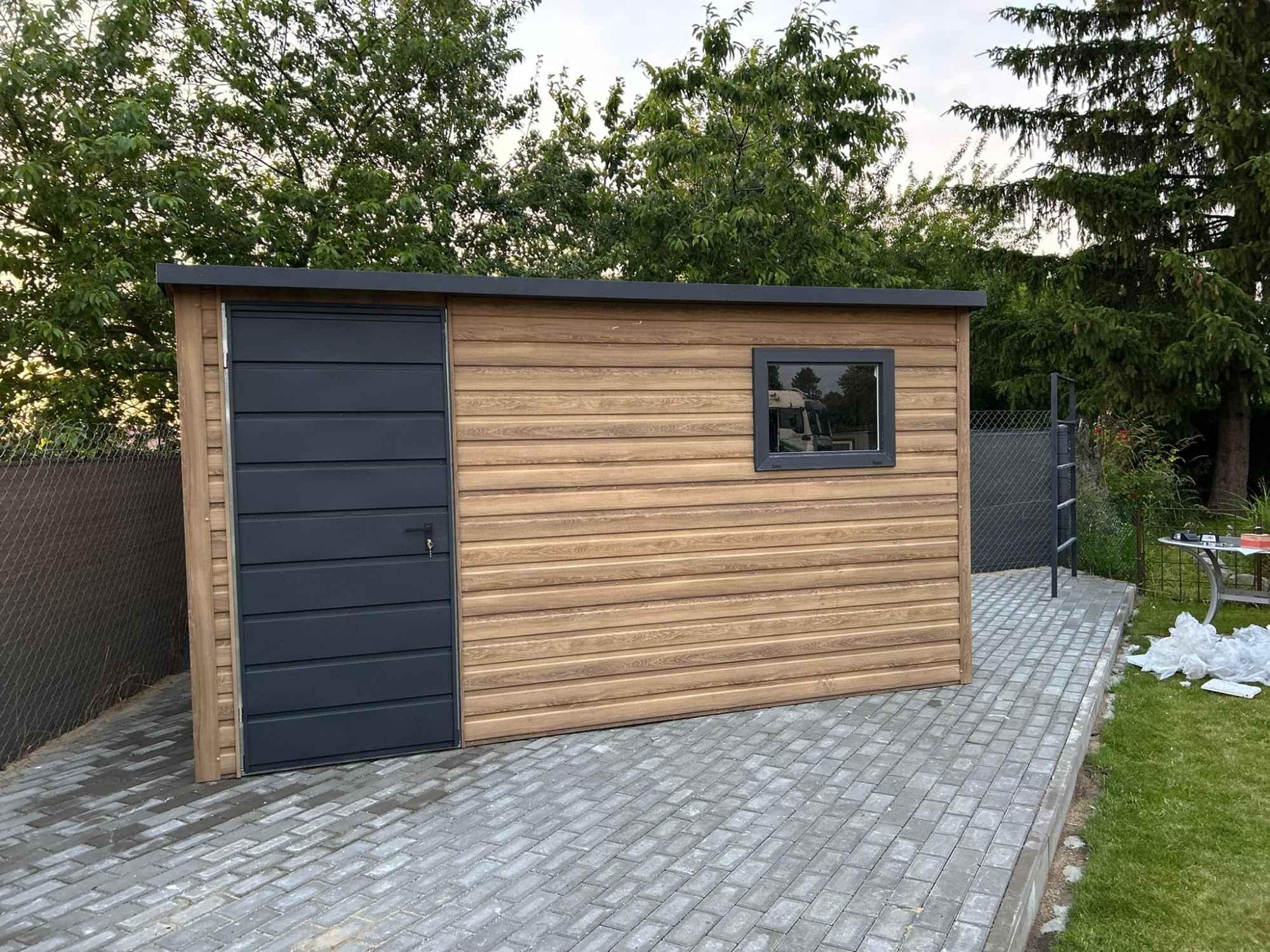 Domek Schowek Ogrodowy PREMIUM 4x2 drewnopodobny spad na tył Katowice - zdjęcie 3
