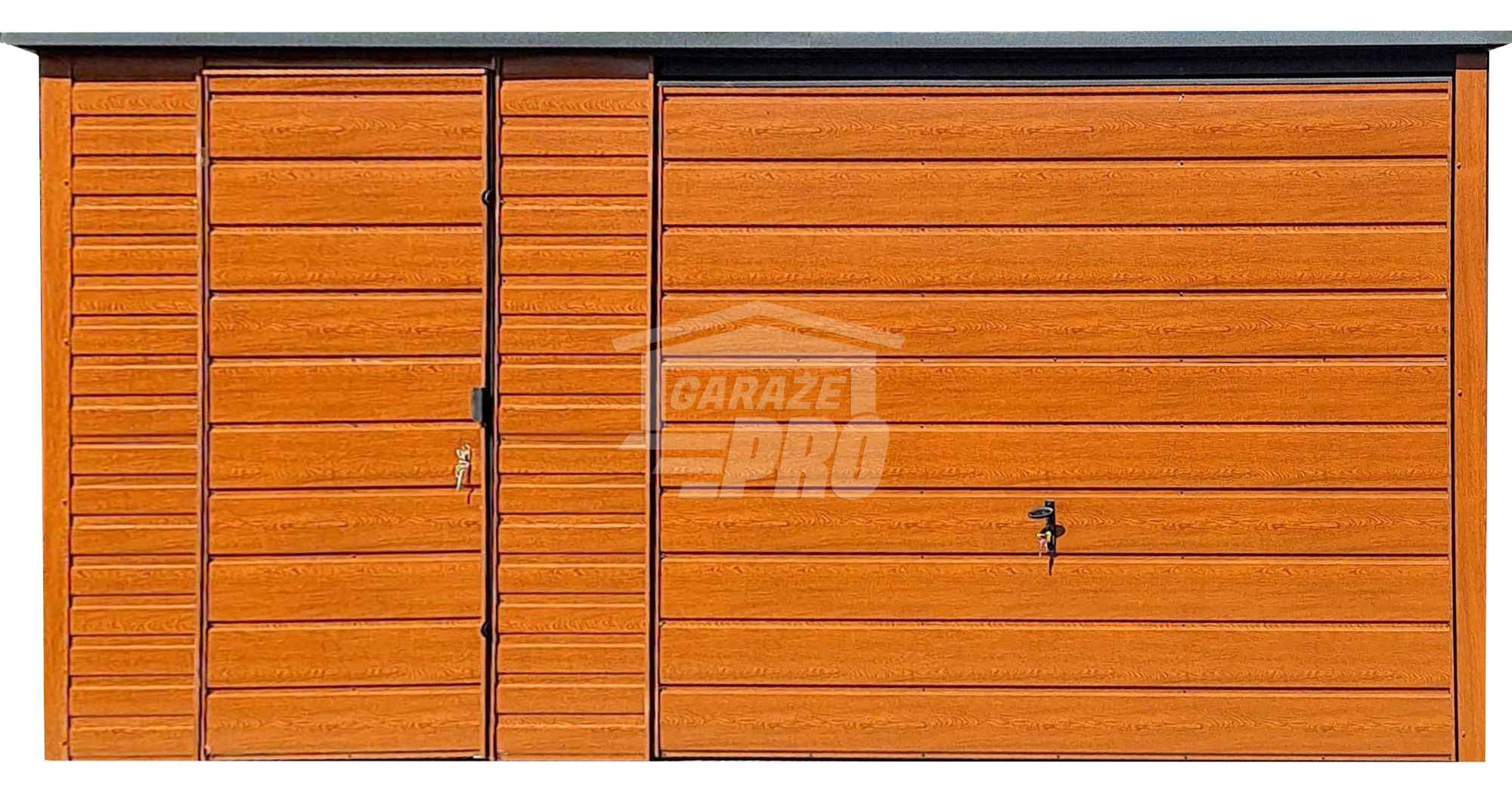Garaż blaszany 5x6m - Brama uchylna drzwi drewnopodobny - Dach GP654 Inowrocław - zdjęcie 1