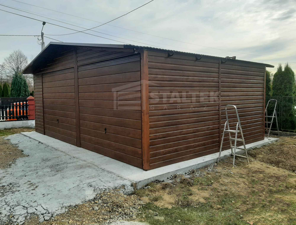 Garaż blaszany 7x6m 2x Brama  drewnopodobny Dach  rynny ST165 Kalisz - zdjęcie 2