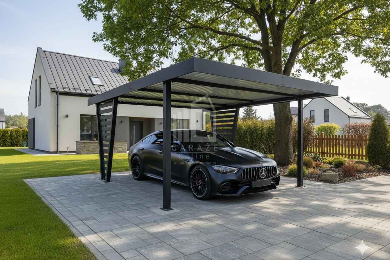 Carport V PREMIUM 4x5m - Wypełnienie panelami Wiata samochodowa ID1192 Widzew - zdjęcie 3