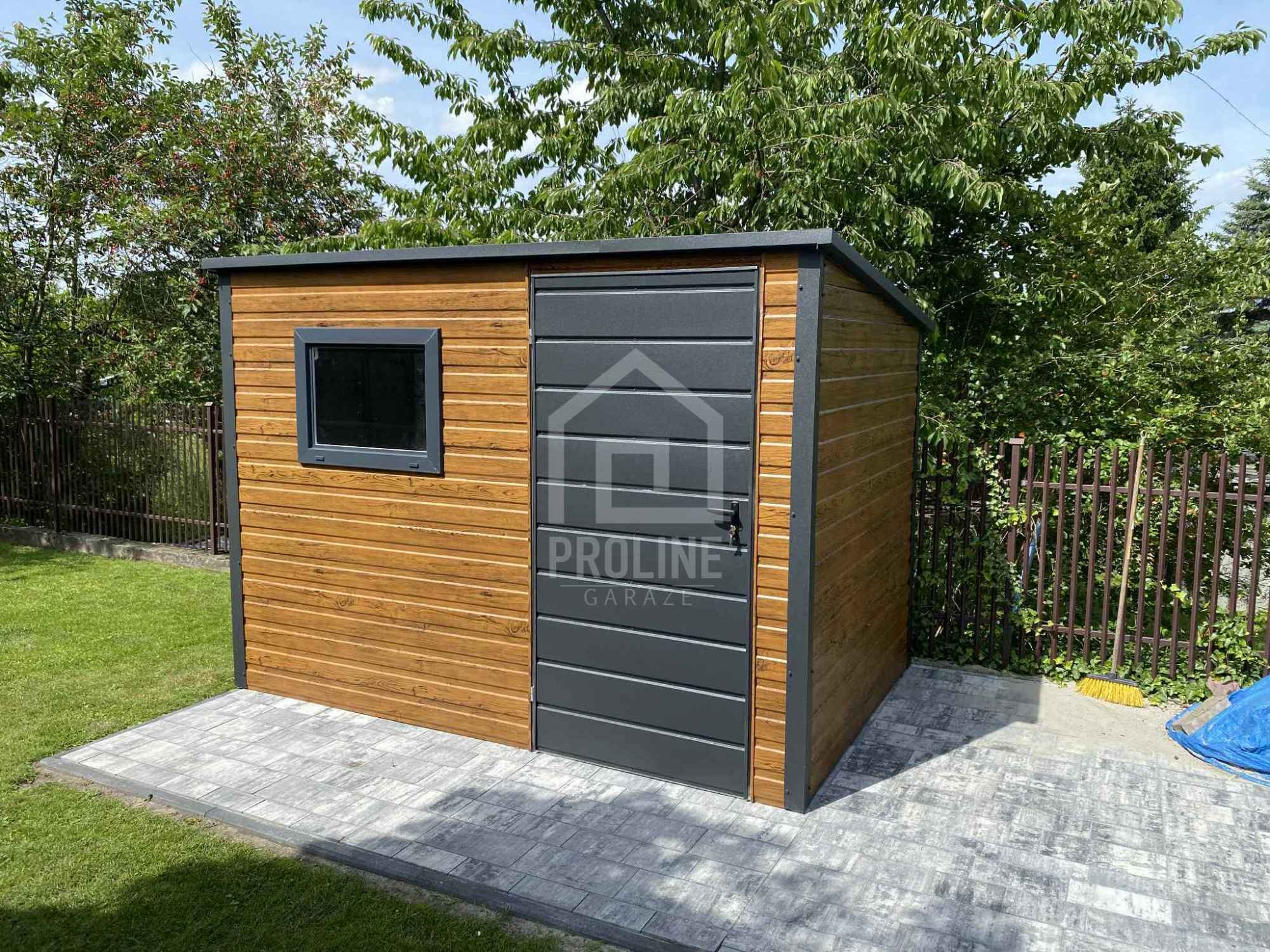 Schowek Domek Ogrodowy 3x2m drzwi okno drewnopodobny spad w tył PLG187 Szyk - zdjęcie 4