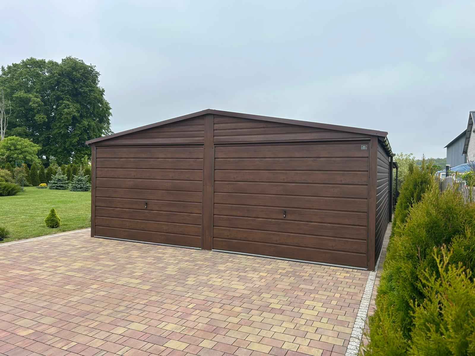 Garaż Blaszany dwustanowiskowy dwuspadowy 6x6 Ciemny Orzech PREMIUM Radom - zdjęcie 2