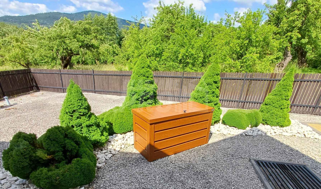 Skrzynia ogrodowa metalowa kufer 150x60x70cm  złoty dąb GP348 Przemyśl - zdjęcie 10