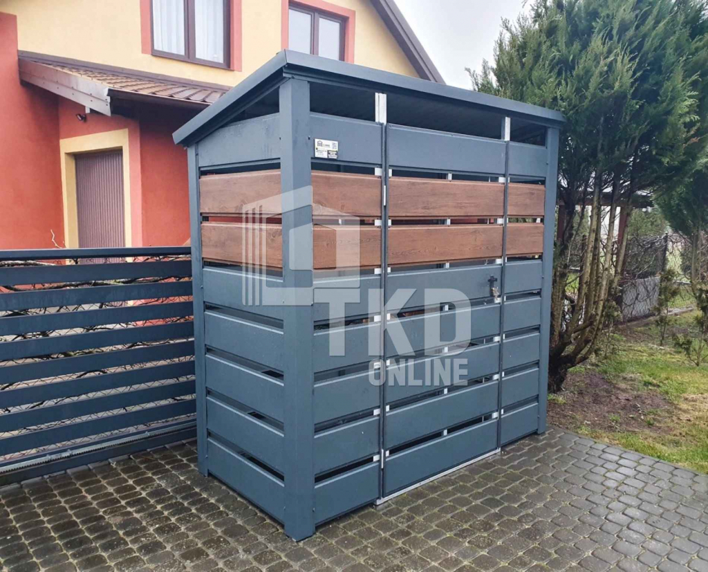 Wiata śmietnikowa 1,5x0,7m Antracyt Schowek ogrodowy na śmieci TKD202 Kalisz - zdjęcie 7