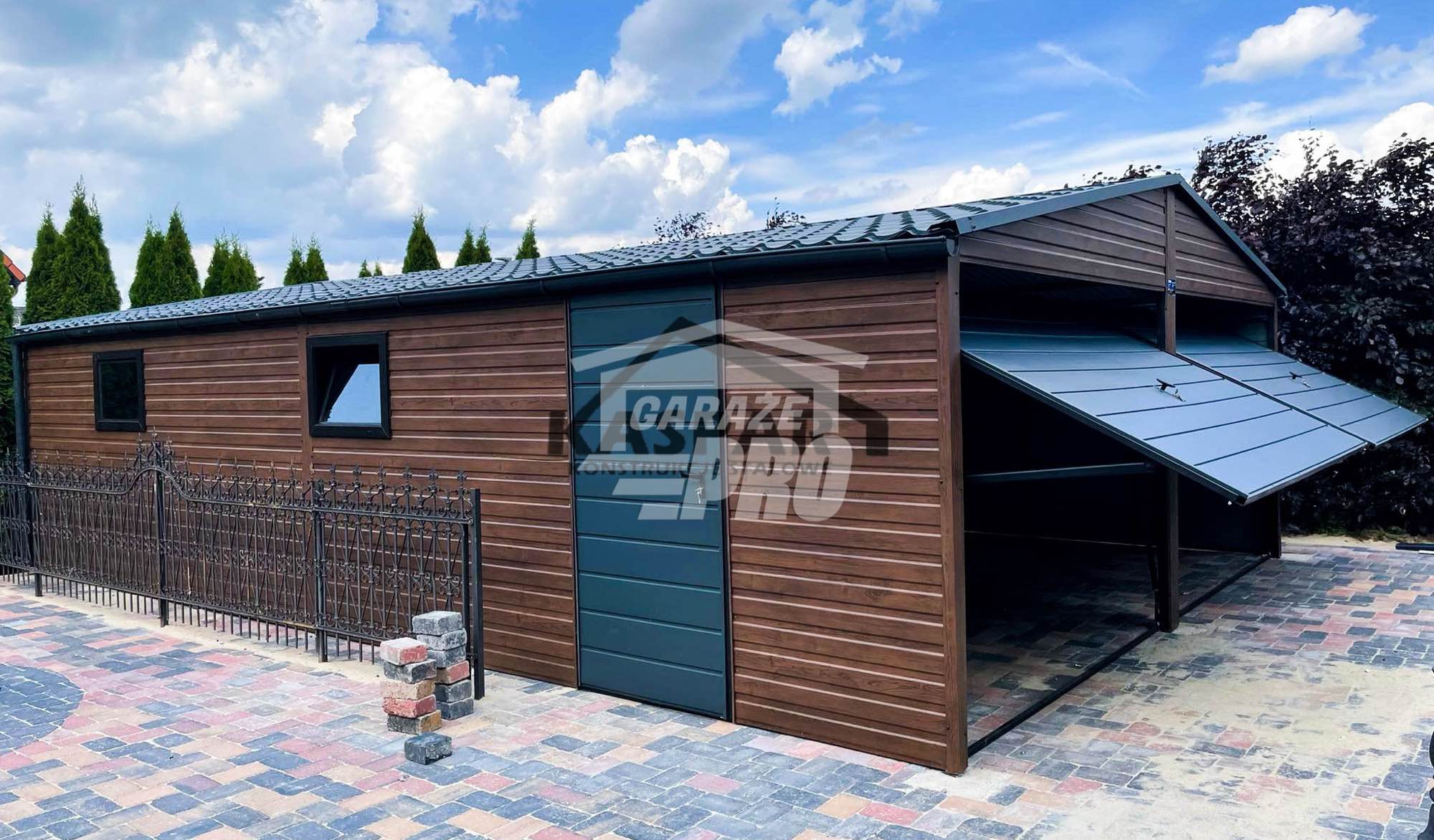 Garaż blaszany 6x9 drewnopodobny  Dach dwuspadowy Blachodachówka GP126 Nowy Sącz - zdjęcie 2