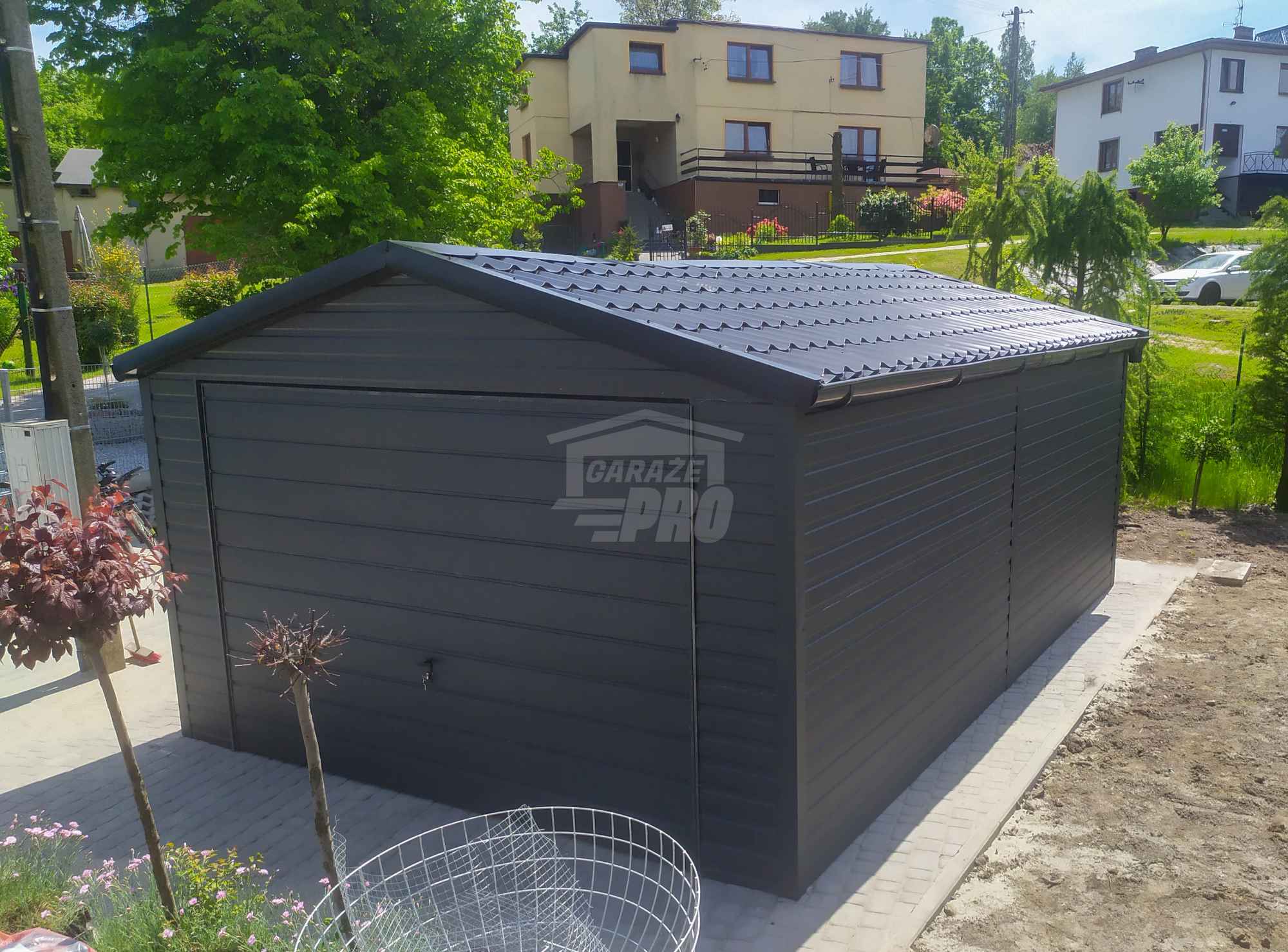 Garaż blaszany 4x6m - Brama uchylna - Blachodachówka  rynny dach GP583 Nysa - zdjęcie 4