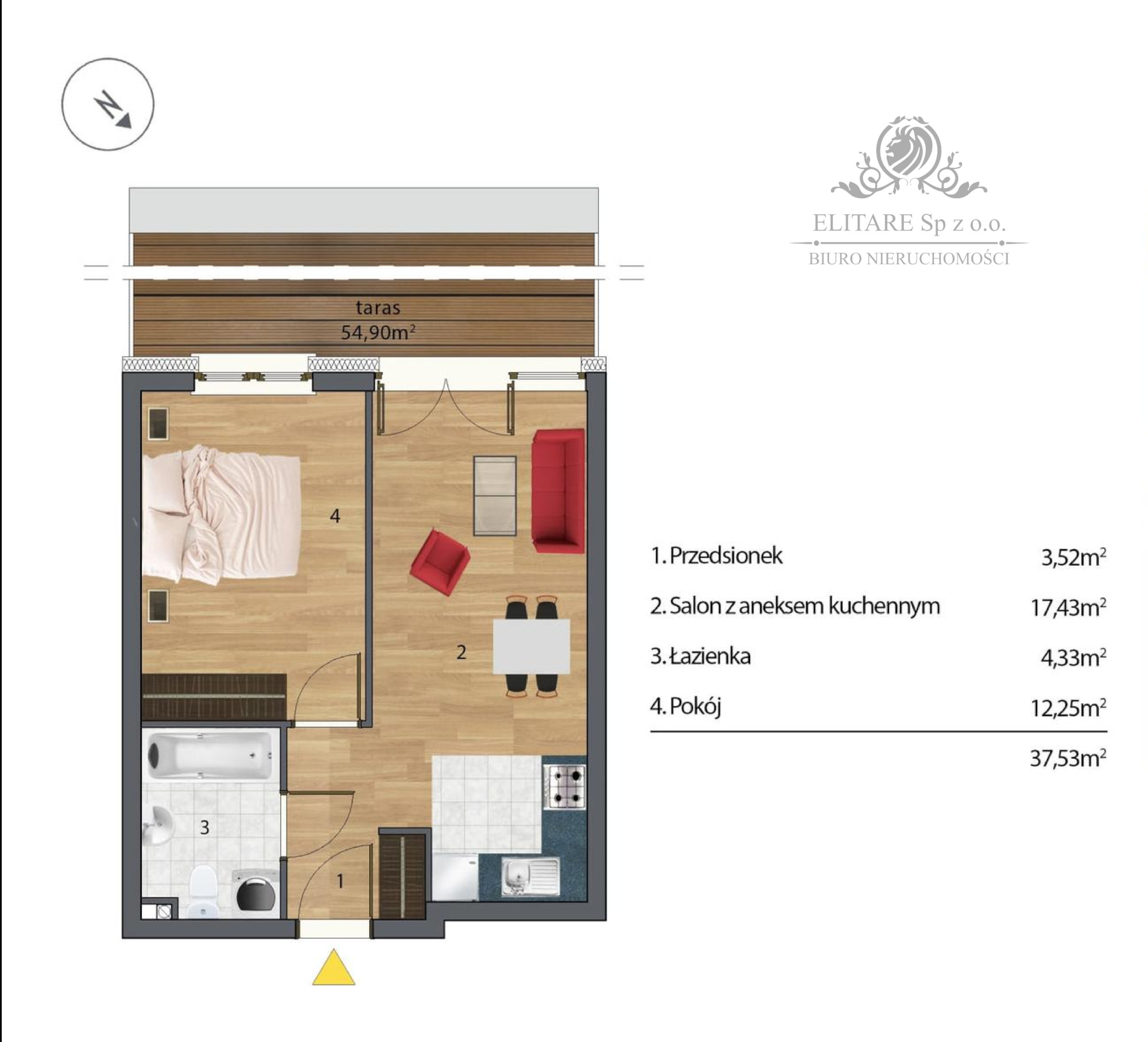 Mieszkanie 37,53m2, 3 pokoje, ogrzewanie miejskie/ Huby, Wrocław Wrocław - zdjęcie 2