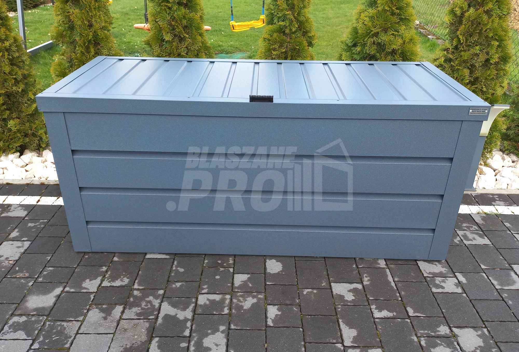 Skrzynia ogrodowa metalowa kufer 150x60x70cm  antracyt GP350 Toruń - zdjęcie 4