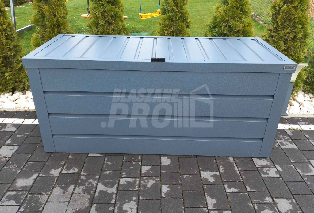 Skrzynia ogrodowa metalowa kufer 150x60x70cm  antracyt GP350 Toruń - zdjęcie 4