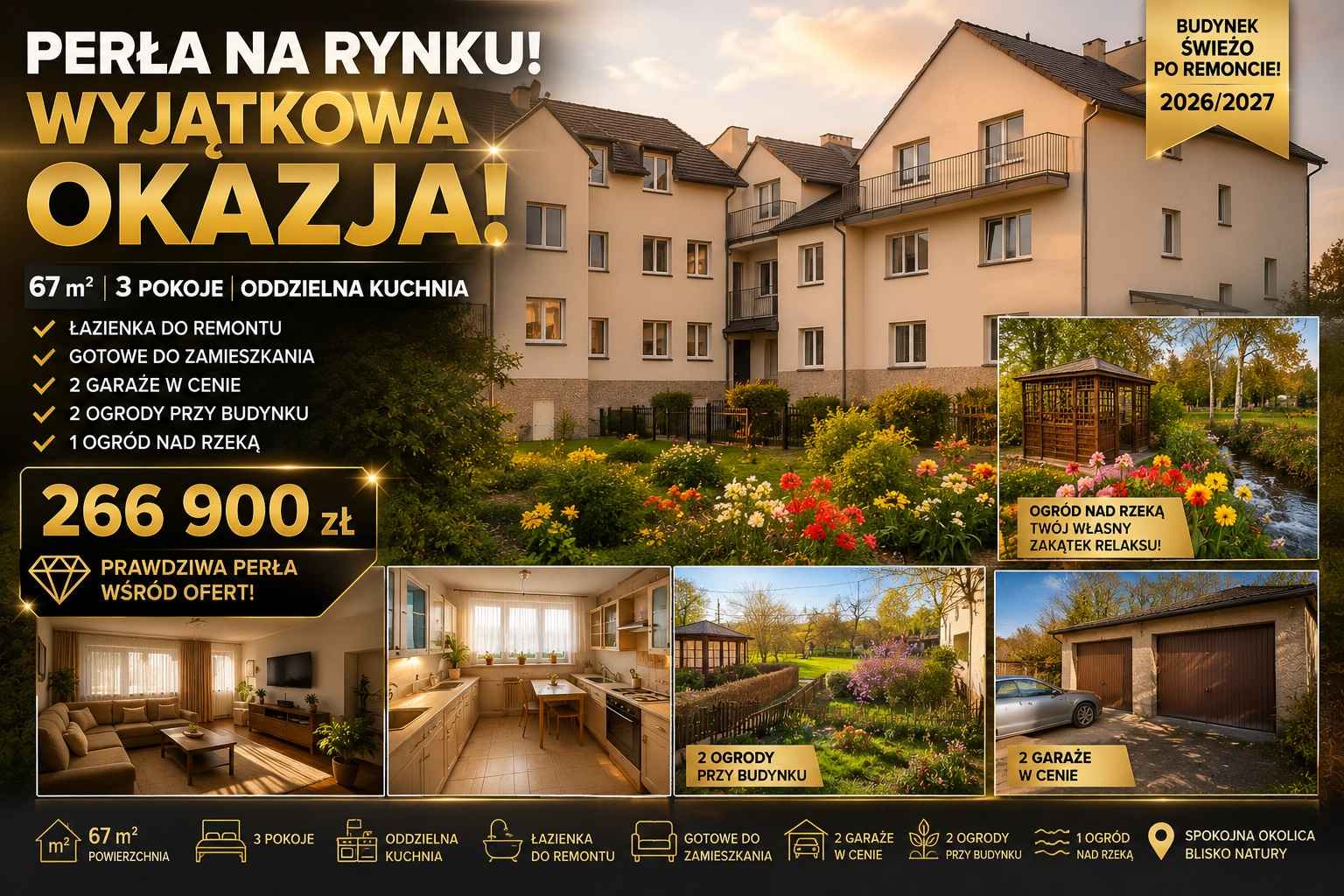 3pok, 66met, okolice Bolkowa 3 OGRÓDKI/2 GARAŻE (Wolbromek) Wolbromek - zdjęcie 1