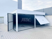 Garaż blaszany 6x7 Brama uchylna x2 + drzwi biały spad w tył GP140 Nowy Dwór Mazowiecki - zdjęcie 6