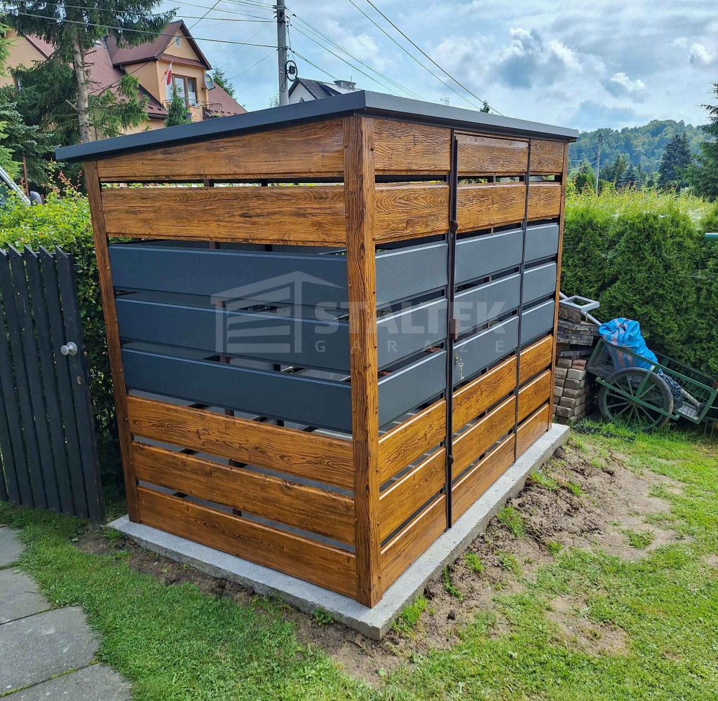 Wiata śmietnikowa 2,5x1,3 m  drewnopodobny ST188 Legnica - zdjęcie 2