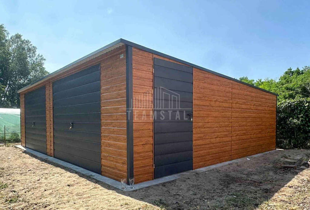 Garaż blaszany 8,5x6m 2x brama uchylna drzwi okno dach Inowrocław - zdjęcie 3