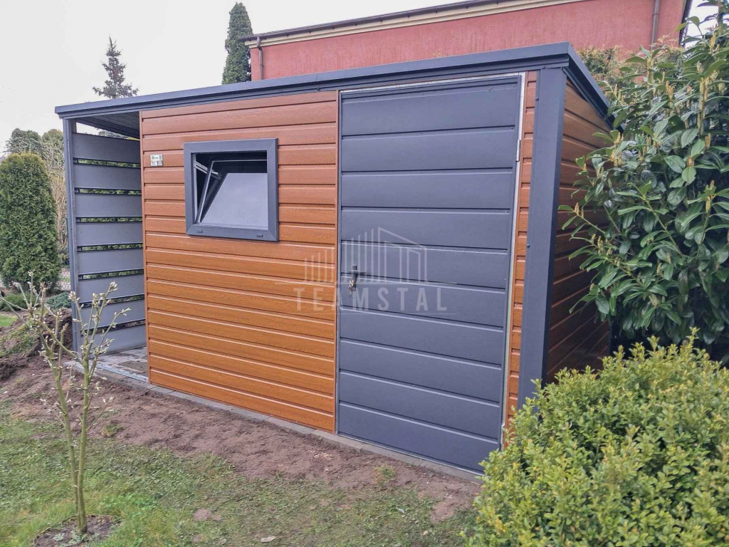 Schowek domek ogrodowy 2,5x2m + wiata 0,5m drzwi okno dach  TS1079 Gliwice - zdjęcie 3