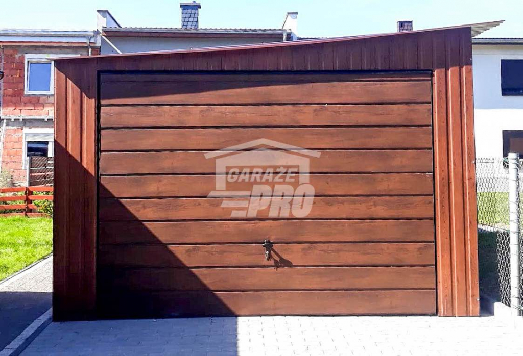 Garaż blaszany 3,5x3 Brama uchylna  drewnopodobny  spad w bok GP89 Brzesko - zdjęcie 2