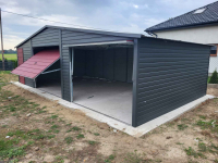 Garaż Blaszany 9x5 Dwuspadowy Grafit MAT + Wiśnia Montaż Gratis Zielona Góra - zdjęcie 3