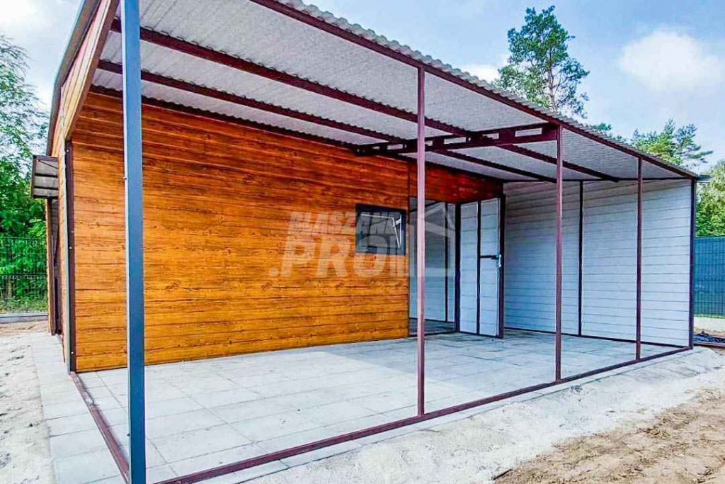 Garaż Blaszany 4x6m + Wiata 4x6m - Brama Uchylna - Okno - Drzwi GP431 Nysa - zdjęcie 2