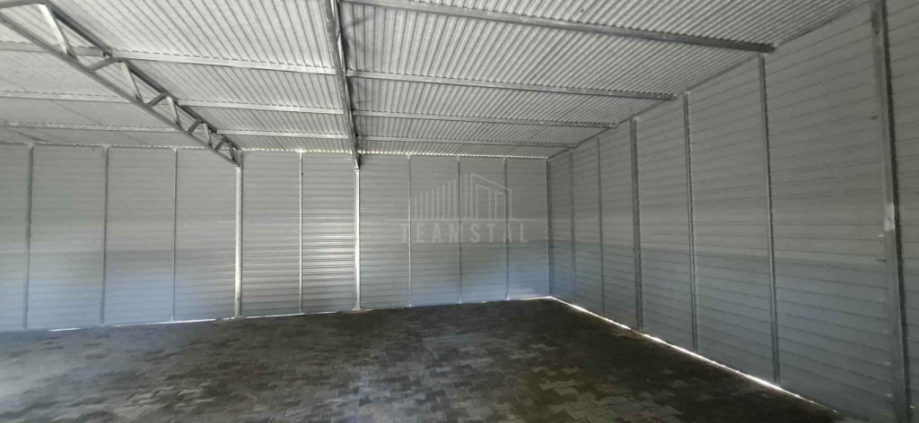 Hala garaż blaszany 9,5x9m 2 x brama dwuskrzydłowa drzwi dach TS1212 Morąg - zdjęcie 5