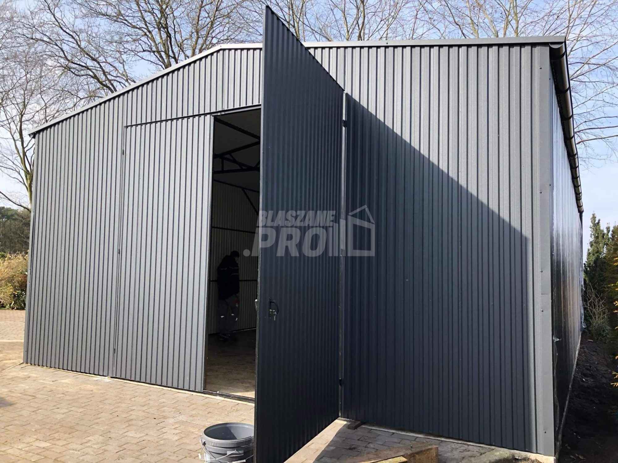 Hala Garaż blaszany 6x7 Brama dwuskrzydłowa antracyt dwuspad GP194 Włocławek - zdjęcie 4