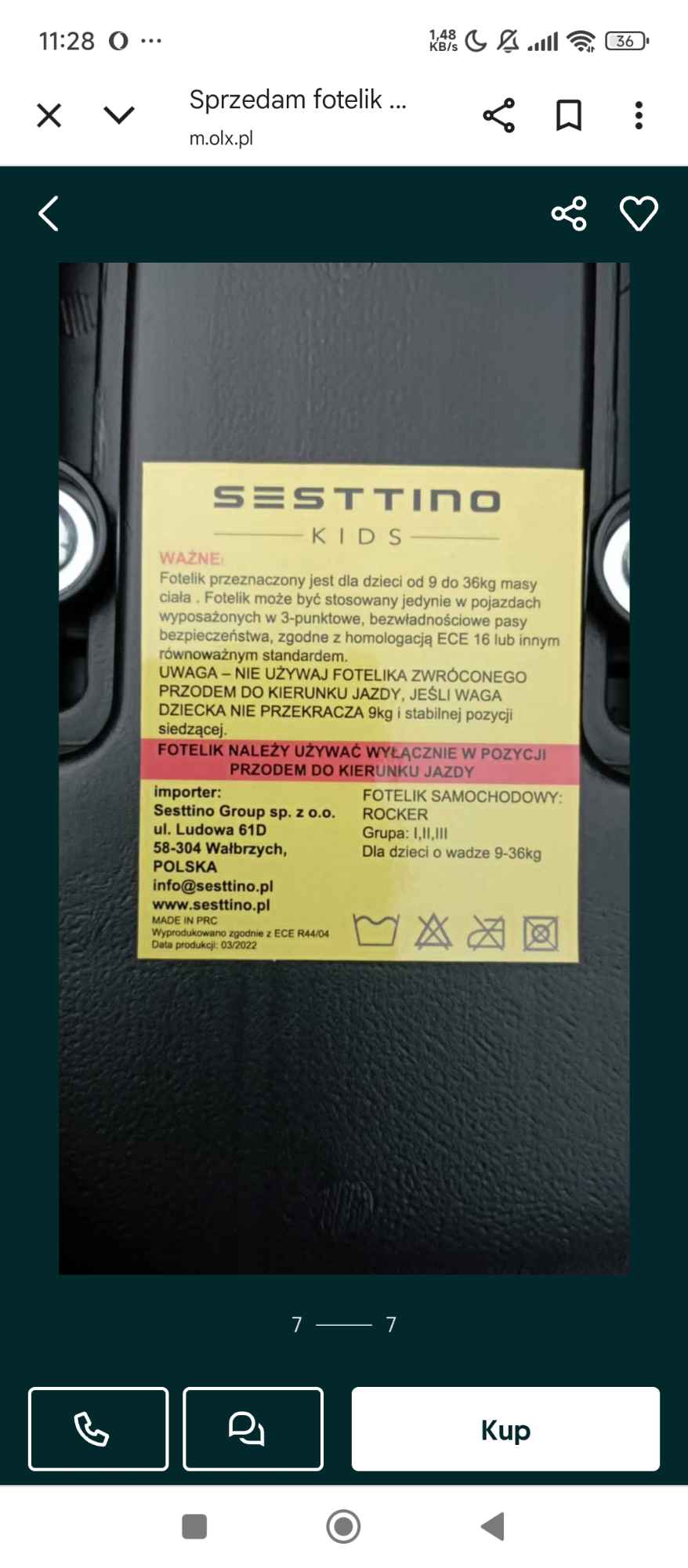 Sprzedam fotelik samochodowy Ryki - zdjęcie 2
