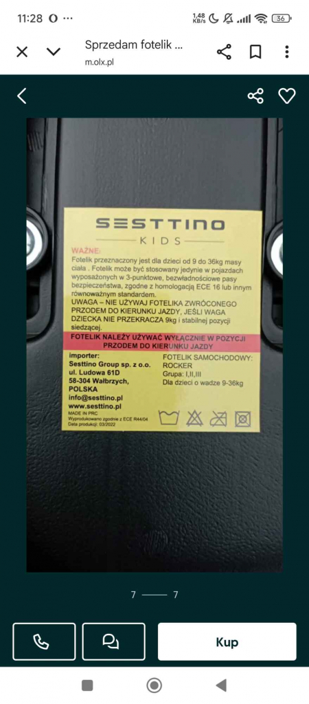 Sprzedam fotelik samochodowy Ryki - zdjęcie 2