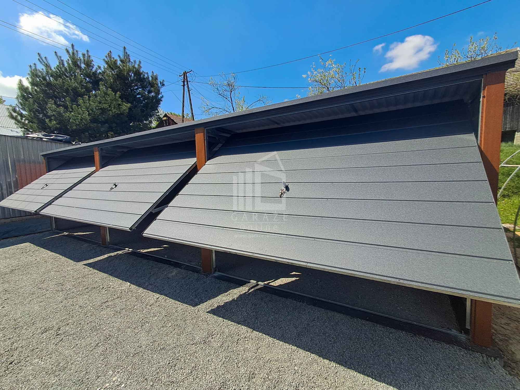 Garaż blaszany 9x5m  3x brama drewnopodobny dach spad w tył  ID990 Lidzbark Warmiński - zdjęcie 5