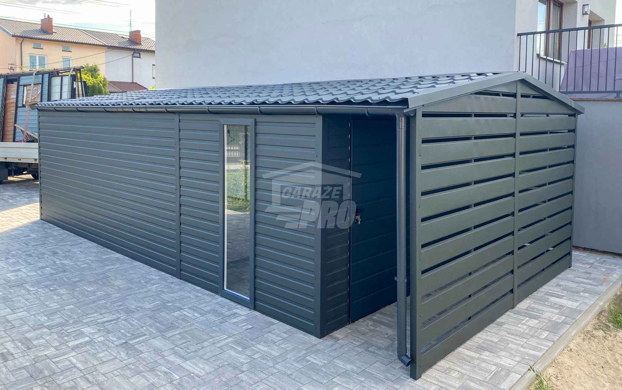 Garaż blaszany 4x6m wiata 1m brama drzwi okno  rynna blachodach GP652 Piła - zdjęcie 6