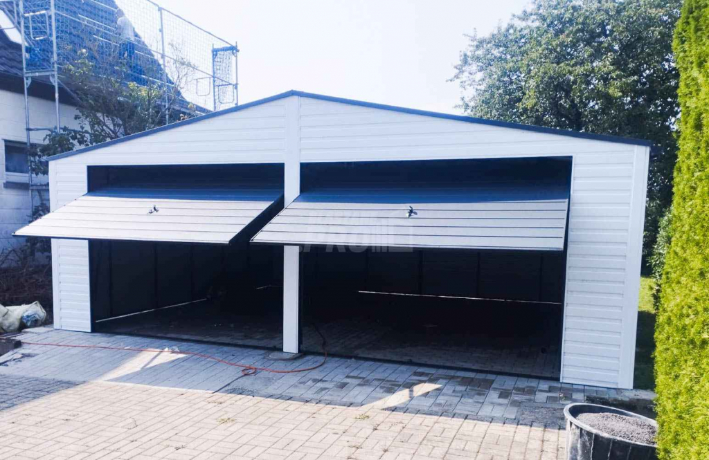 Garaż blaszany 7x6  biały 2x brama uchylna   Dach dwuspadowy  GP196 Radom - zdjęcie 3