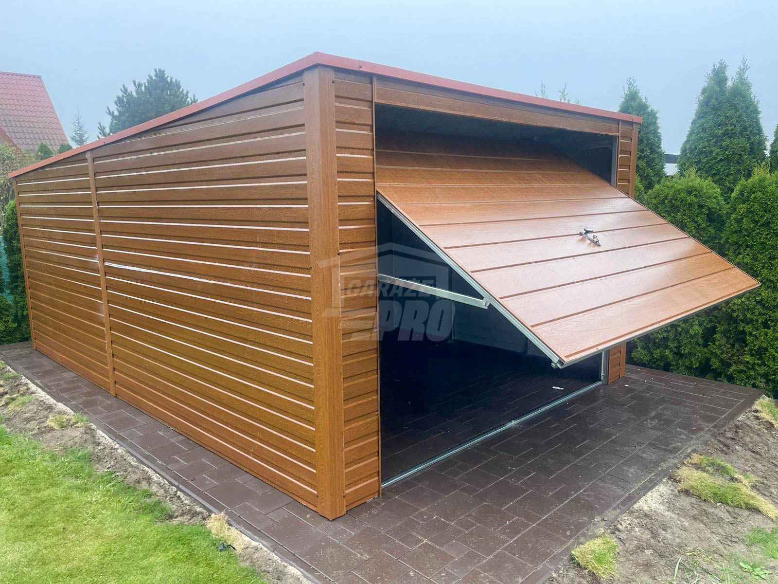 Garaż blaszany 3,5x6m brama drewnopodobny -  dach   GP672 Iława - zdjęcie 2