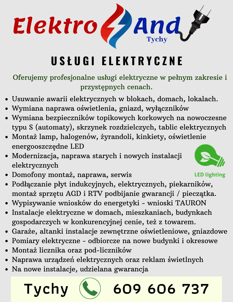 Elektryk Tychy Usługi Instalacje montaż wymiana rozdzielnic Pomiary Tychy - zdjęcie 3