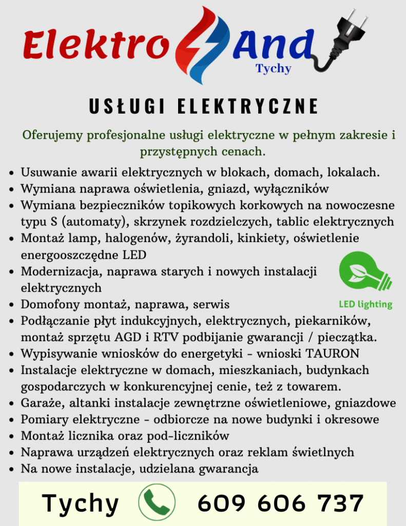 Elektryk Tychy Usługi Instalacje montaż wymiana rozdzielnic Pomiary Tychy - zdjęcie 3