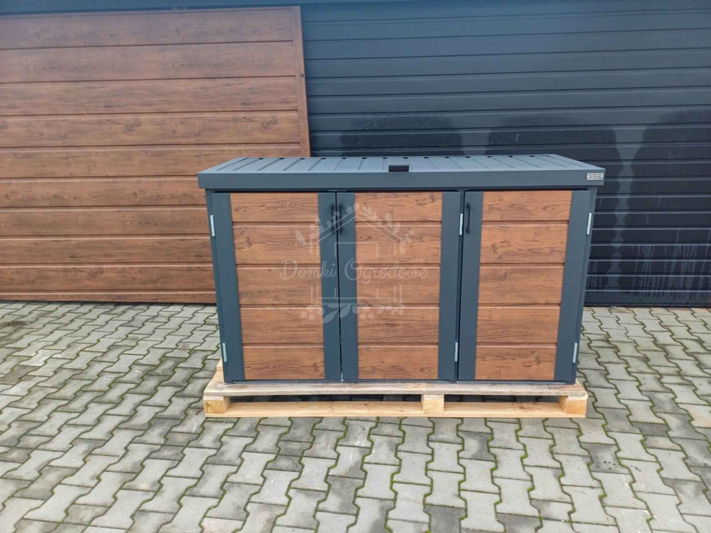Zabudowa koszy na śmieci 177x65x110 cm 3x120L antracyt + orzech ID867 Grudziądz - zdjęcie 7
