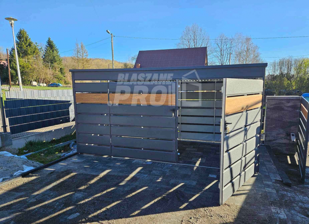 Wiata śmietnikowa 4x2,1m Antracyt jasny orzech Schowek ogrodowy GP358 Otwock - zdjęcie 2