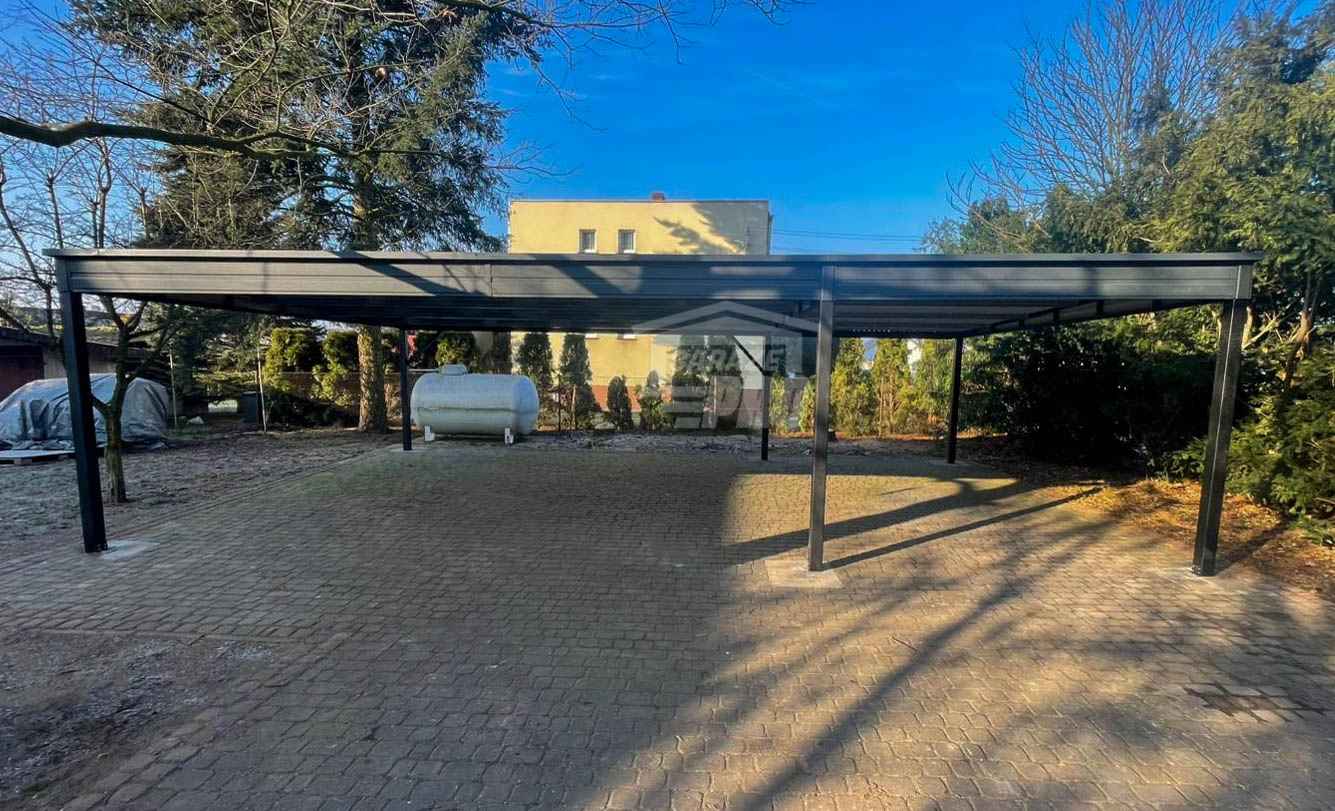 Wiata samochodowa - Carport 9x5,5m - Antracyt - dach spad w tył GP589 Nowy Sącz - zdjęcie 2