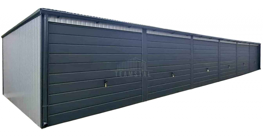 Garaż blaszany 18x5 m - brama uchylna x6 dach rynny TS1236 Leszno - zdjęcie 1