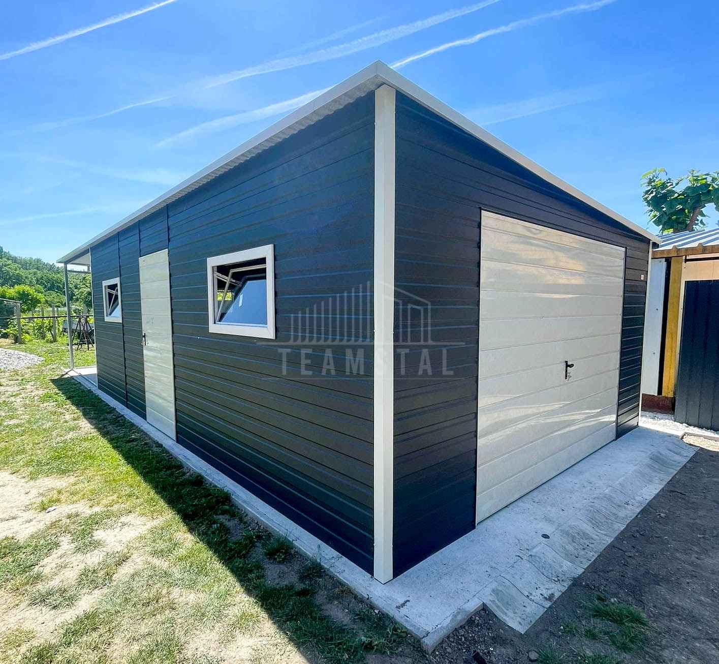 Garaż blaszany 5x6 m wiata 5x3 m brama drzwi  3x okno rynna TS1311 Dąbrowa Górnicza - zdjęcie 4