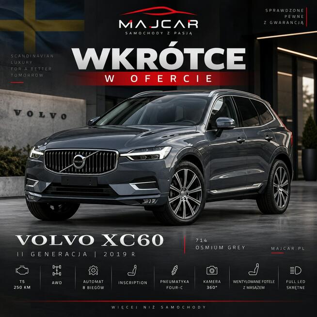 VOLVO XC60 Najwyższa wersja masaże skóra kamera 360 Inscription LED Sosnowiec - zdjęcie 1